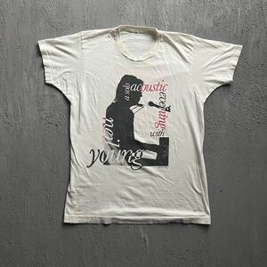 Vintage Neil Young Shirt Large White 1989 Solo Acoustic Tour